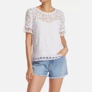 French Connection Arta Womens Lace Short Sleeve Top Size Small